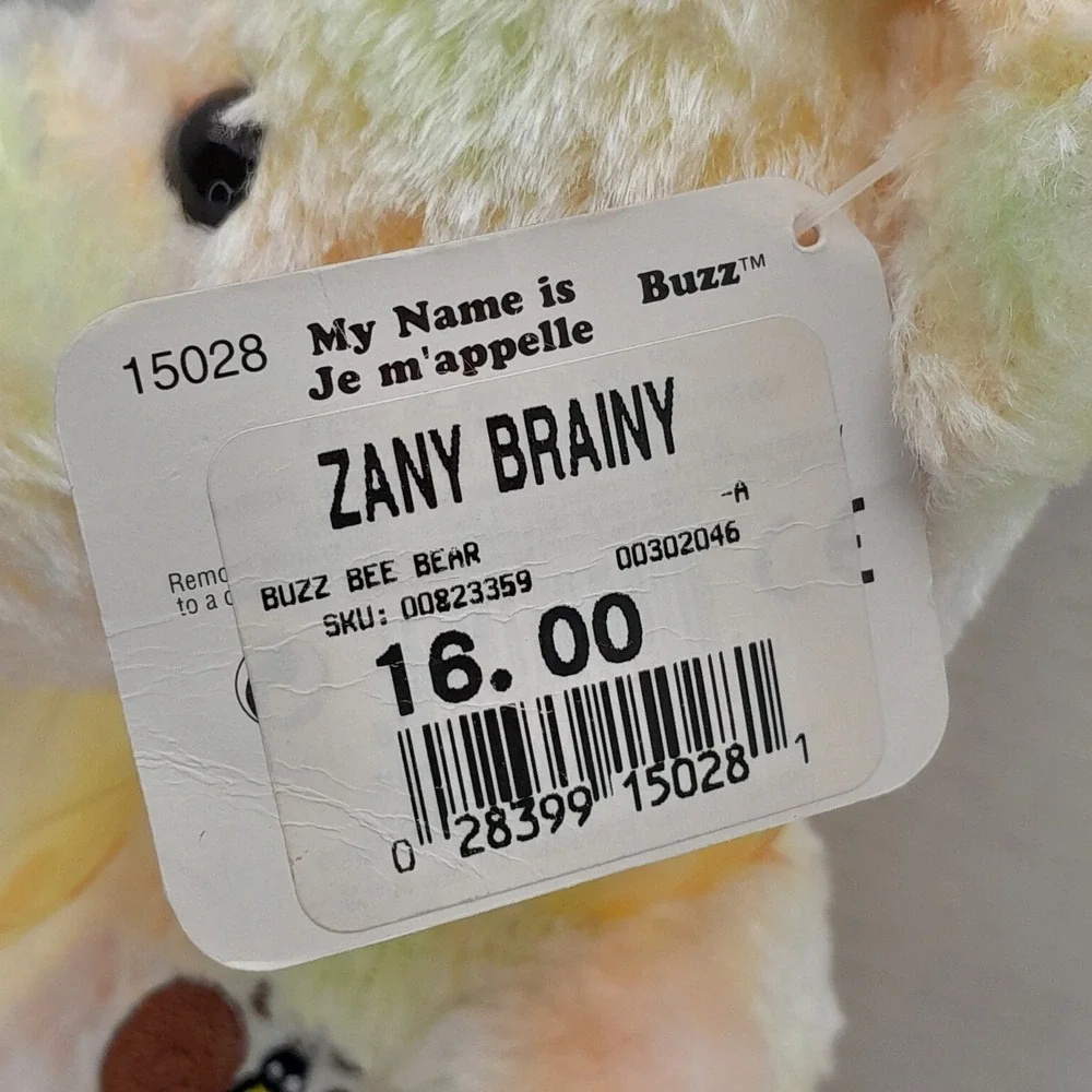 Gund Buzz Bee Bear 15028 Pastel Tie Dye Plush Bumblebee Embroidery NWT 12in